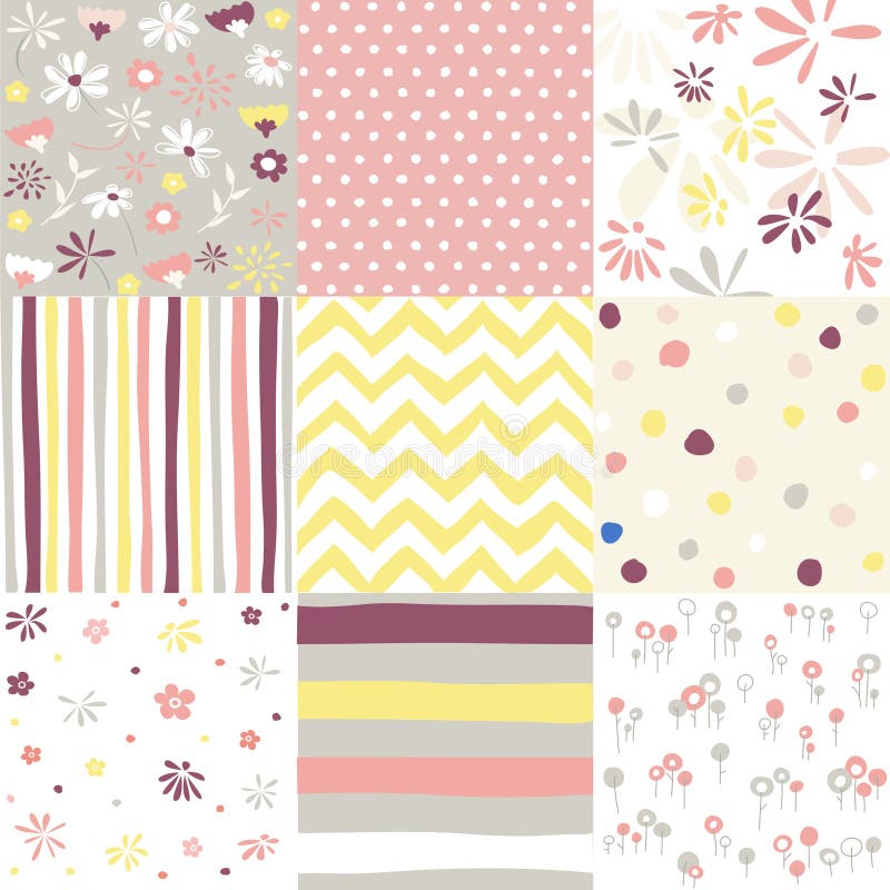Spring, easter patterns. Vector seamless backgrounds. royalty free illustration