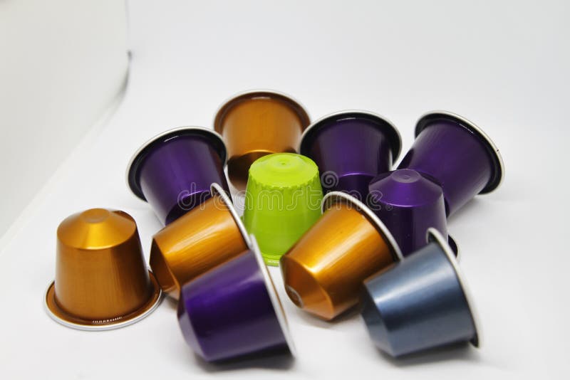 Coffee capsules on office desk royalty free stock photos Coffee capsules on office desk royalty free stock photos