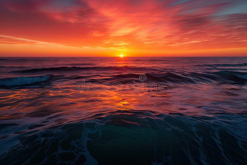 Colorfully Gradient Sunset Over The Ocean Stock Image Image Of