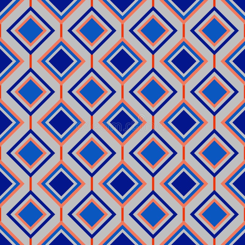 Colorfulness is achieved through a seamless pattern of blue and orange rectangles on a gray background. The symmetry and parallel lines create a striking contrast in shades of azure and electric blue. Colorfulness is achieved through a seamless pattern of blue and orange rectangles on a gray background. The symmetry and parallel lines create a striking contrast in shades of azure and electric blue