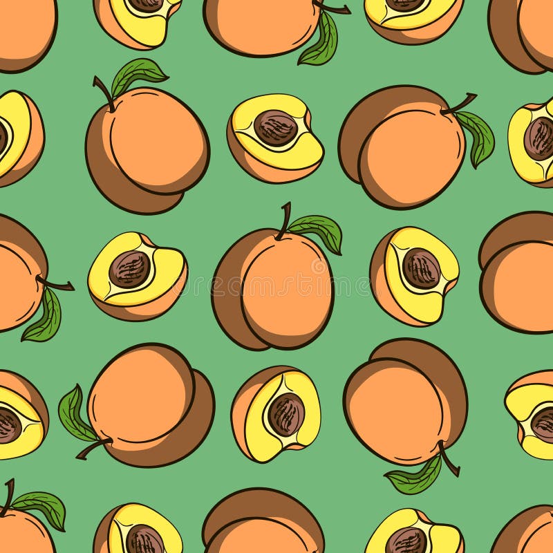 Pattern made from hand drawn orange peaches. Vector illustration. Pattern made from hand drawn orange peaches. Vector illustration