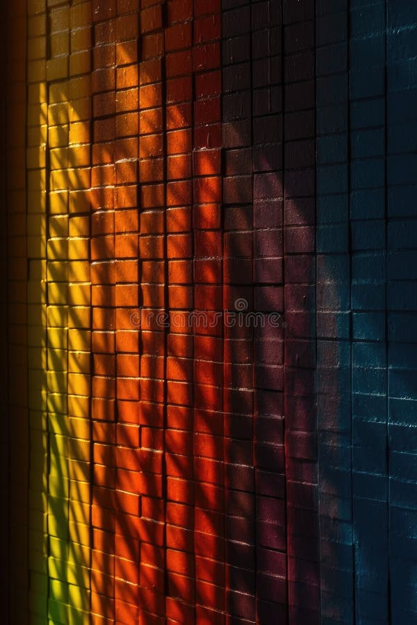 Colori in arcobaleno dipinti al muro sul retro della strada a luce lanterna immagine generativa illustrazione di stock