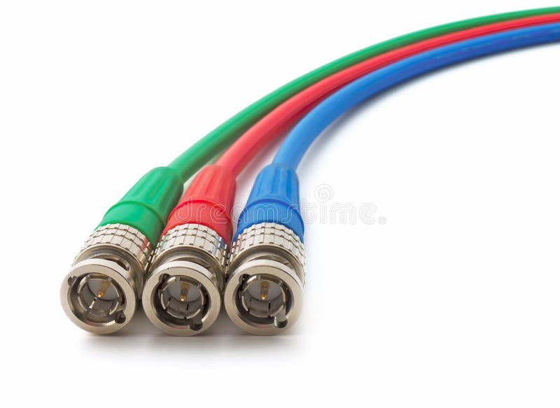 RGB colors, BNC connectors - isolated. RGB colors, BNC connectors - isolated