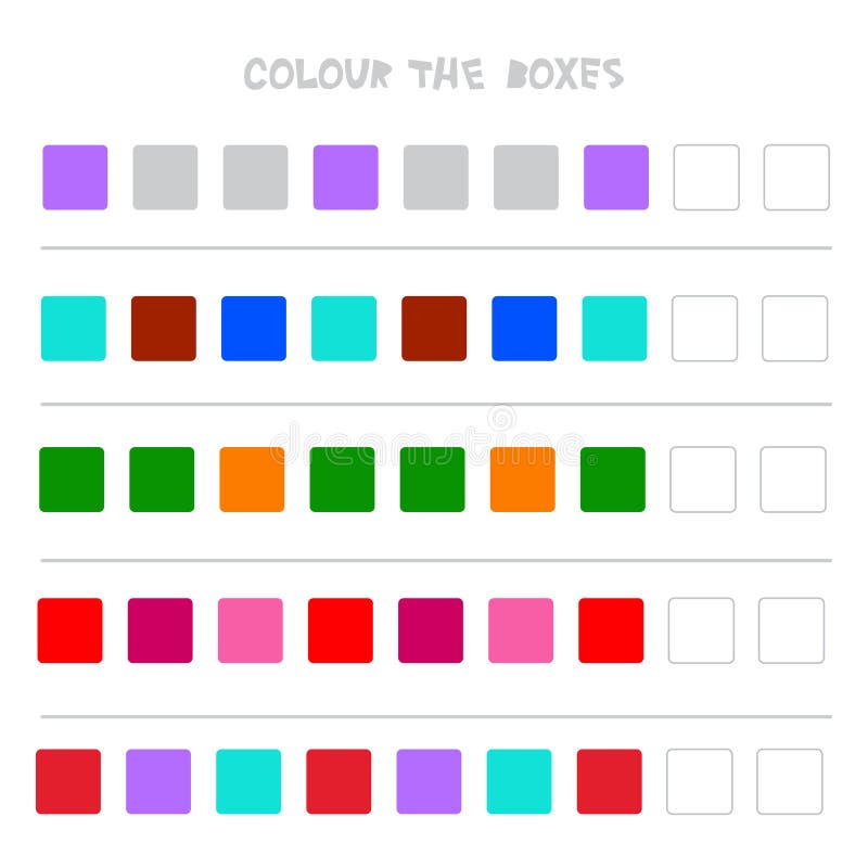 Colori le scatole Gioco educativo che cosa verrà dopo di istruzione che conta il gioco per i bambini in età prescolare Vettore royalty illustrazione gratis Colori le scatole Gioco educativo che cosa verrà dopo di istruzione che conta il gioco per i bambini in età prescolare Vettore royalty illustrazione gratis