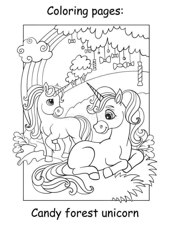 Page Livre De Coloriage Maman Licorne Avec Des Bebes Illustration De Vecteur Illustration Du Affiche Mythologie
