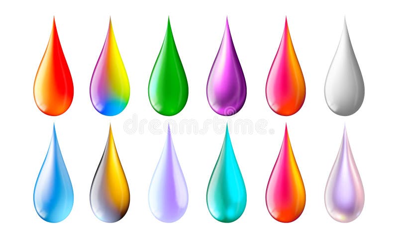 Colorida caída de agua sobre fondo blanco 3d renderización libre illustration