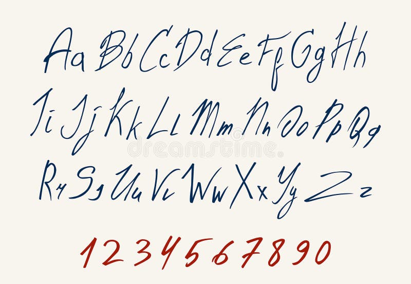 Colorido de fuente de vector que pone letras manuscrita stock de ilustración Colorido de fuente de vector que pone letras manuscrita stock de ilustración