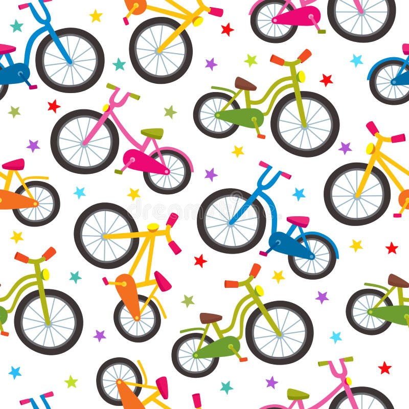Colorido Dibujos Animados Bicicletas Patrón Sin Fisuras Sobre Fondo Blanco Ilustración del Vector - Ilustración de rueda, fondo: 220145042 Colorido Dibujos Animados Bicicletas Patrón Sin Fisuras Sobre Fondo Blanco Ilustración del Vector - Ilustración de rueda, fondo: 220145042