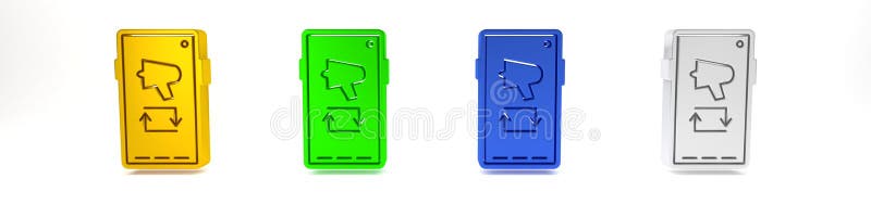 Colorido difunde la palabra megáfono en el icono del teléfono móvil aislado en fondo blanco. concepto de minimalismo 3d representa libre illustration