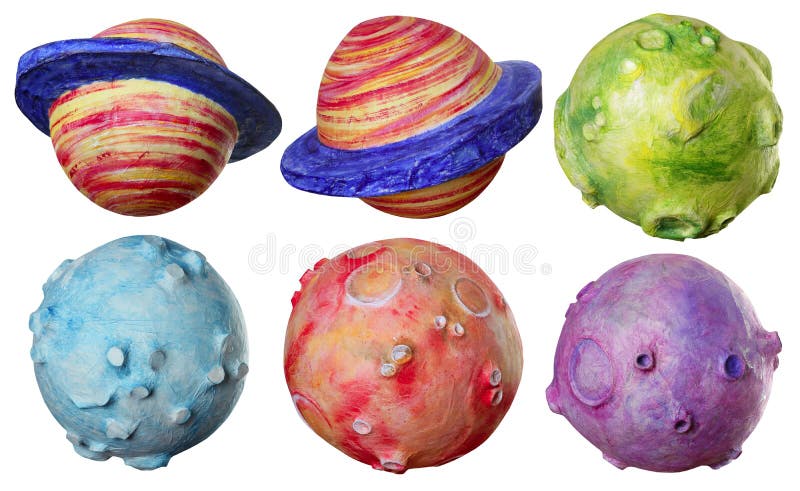 Colorido handmade dos planetas da fantasia seis do espaço
