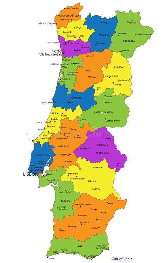 Portugal Mapa Político Altamente Detallada Del Vector Con Las Regiones  Provincias Y Capitales Todos Los Elementos Están Separados En Capas  Editables Eps 10 Ilustración de stock - Getty Images