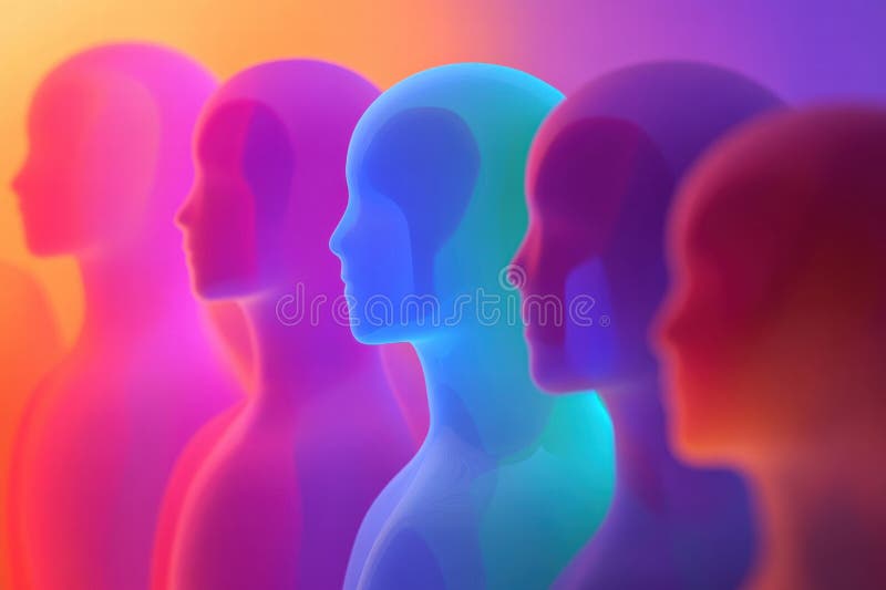 Coloridos avatares abstractos sin rostro para crear diseños de maquetas y oportunidades de colocación de textos. ai generativo fotografía de archivo libre de regalías