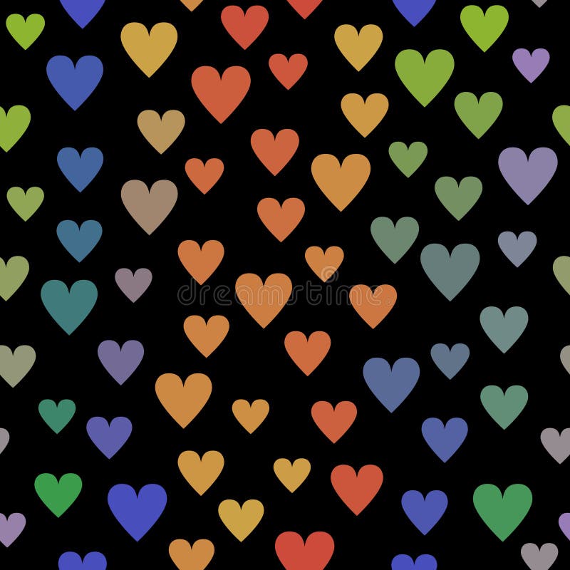 Coloridos corazones de rayas simples, color verde y amarillo, sencillos, color azul claro, con un patrón sin costuras, ilustració ilustración del vector