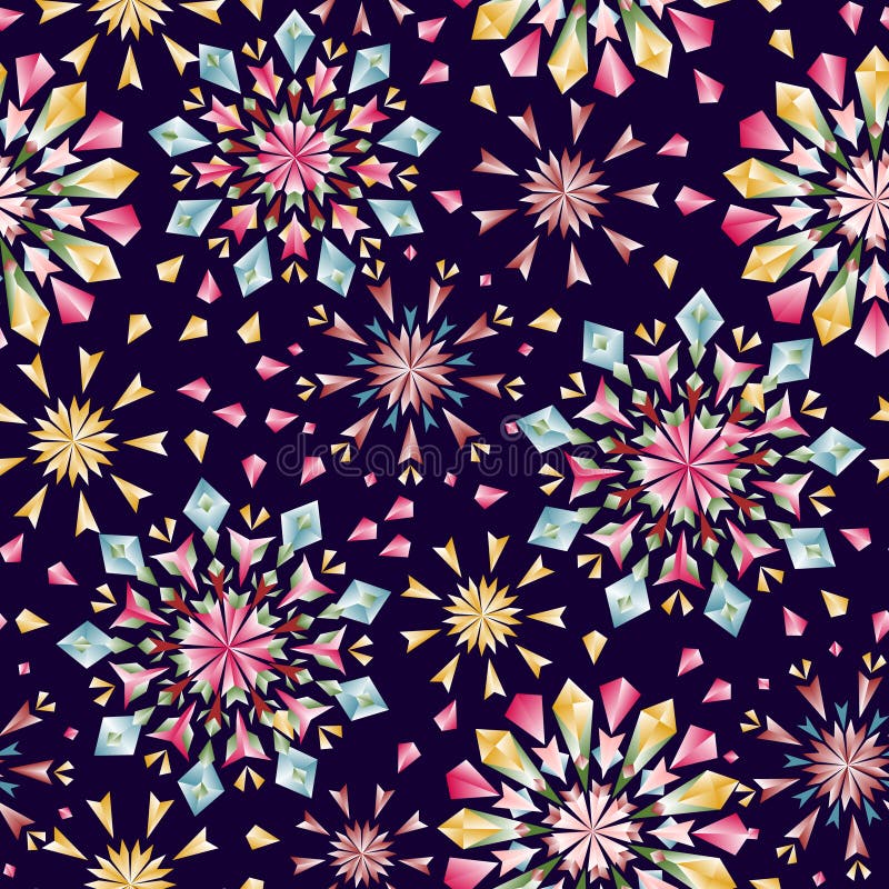 Coloridos cristales de diamantes en el vector patrón sin costuras violeta oscuro libre illustration