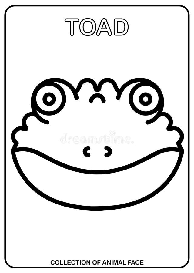 Toad Frog Coloring Book Animal Icon Faces Isolated Vector Illustration