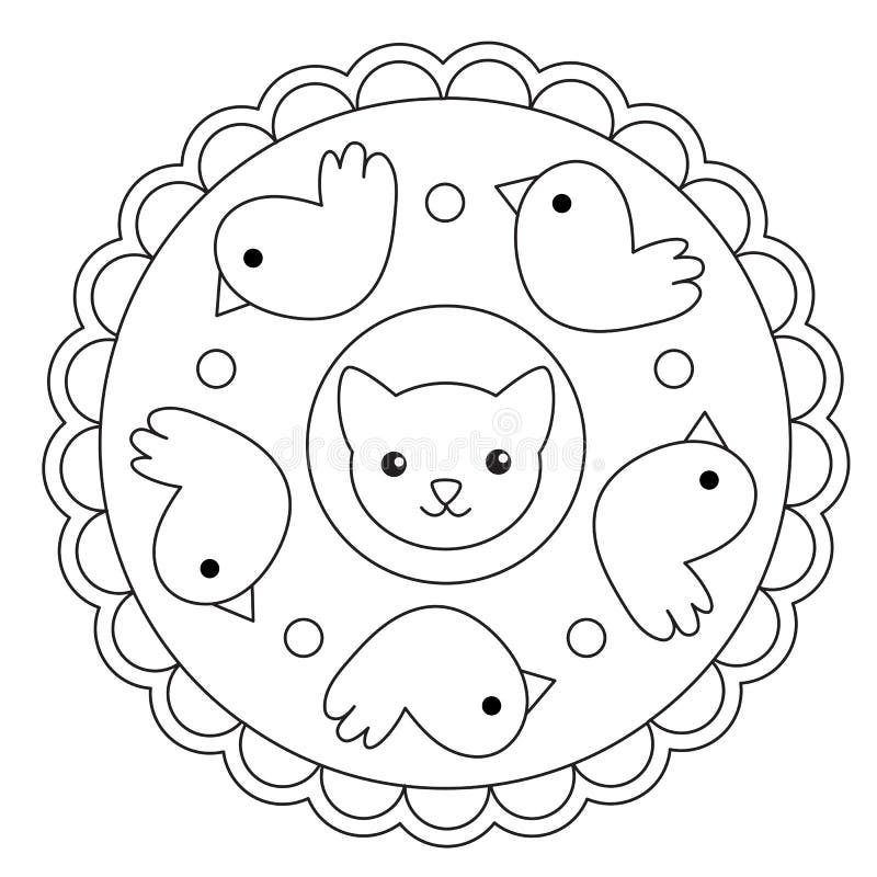 Download Coloring Bird And Cat Mandala Stock Vector - Illustration ...