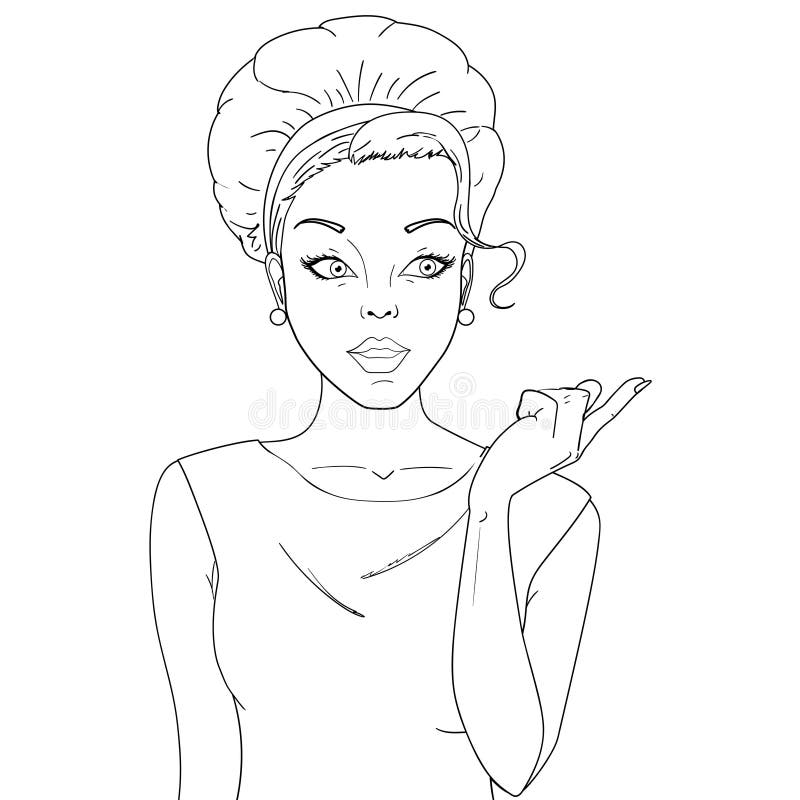 Girl with paper cup coloring page Royalty Free Vector Image