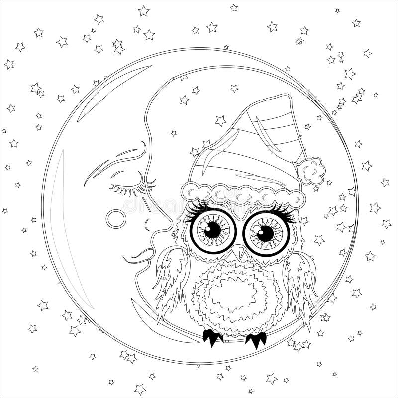 Coloring Book For Adult And Children. Coloring Page With An Owl On The