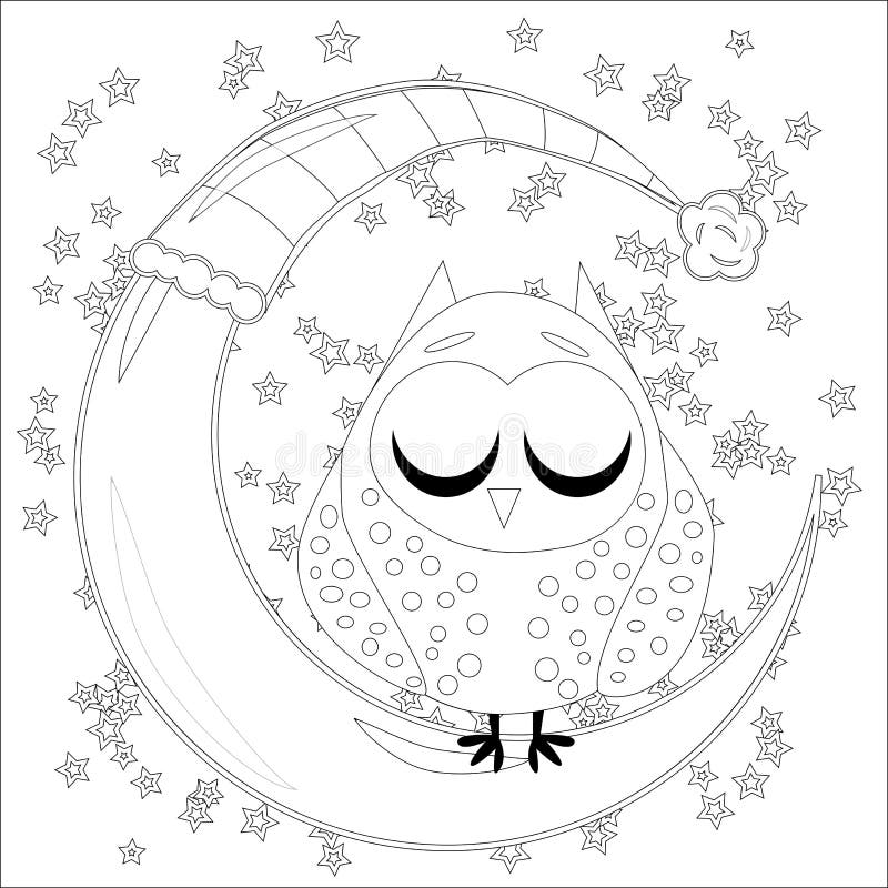 Owl And Moon Tattoo Coloring Pages