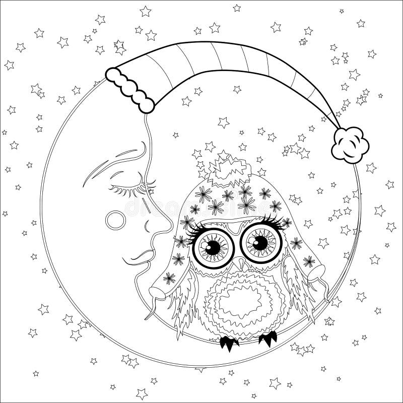 Coloring Book for Adult and Older Children. Coloring Page with an Owl ...