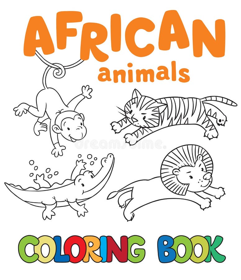 Download Coloring Book With African Animals Stock Vector ...