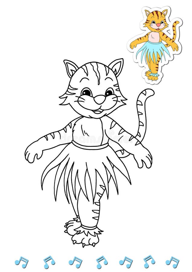 Coloring Book Animal Dancers 14 - Tiger Royalty Free Stock Photos ...