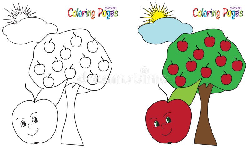 Coloring Book Apple Tree