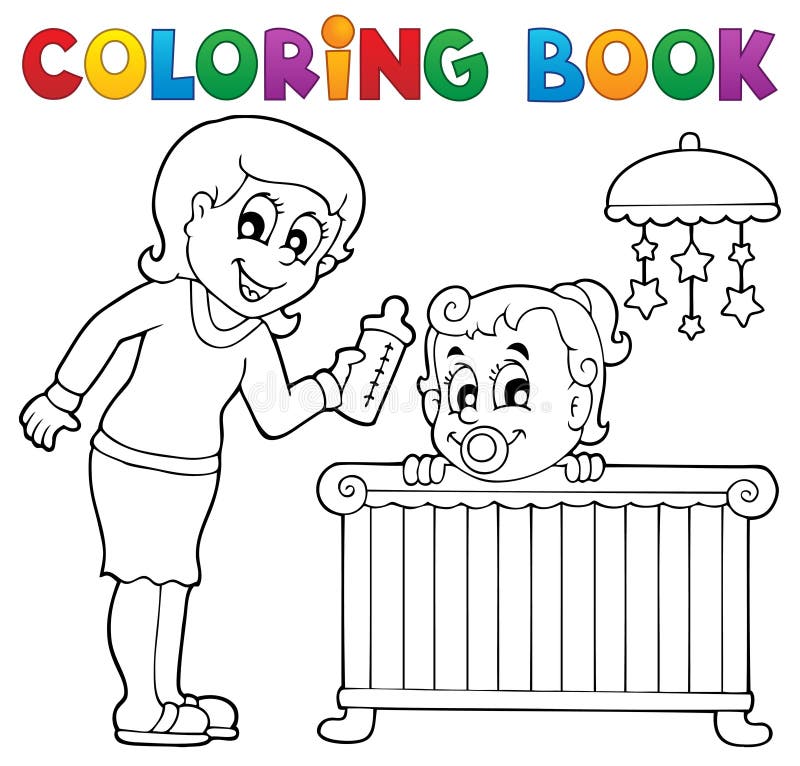 Colorazione un libro un bambino argomento immagine 1 vettore illustrazioni.