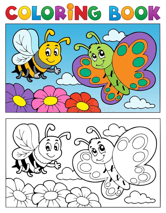 Coloring book butterfly theme 2 vector illustration Coloring book butterfly theme 2 vector illustration