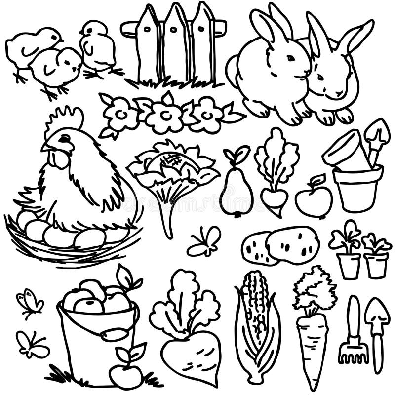 Coloring book, Cartoon farm animals