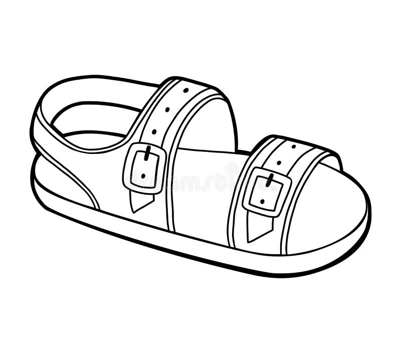 Coloring Book Cartoon Shoe Collection Mens Sandal Stock Vector Illustration Of Footwear Holiday