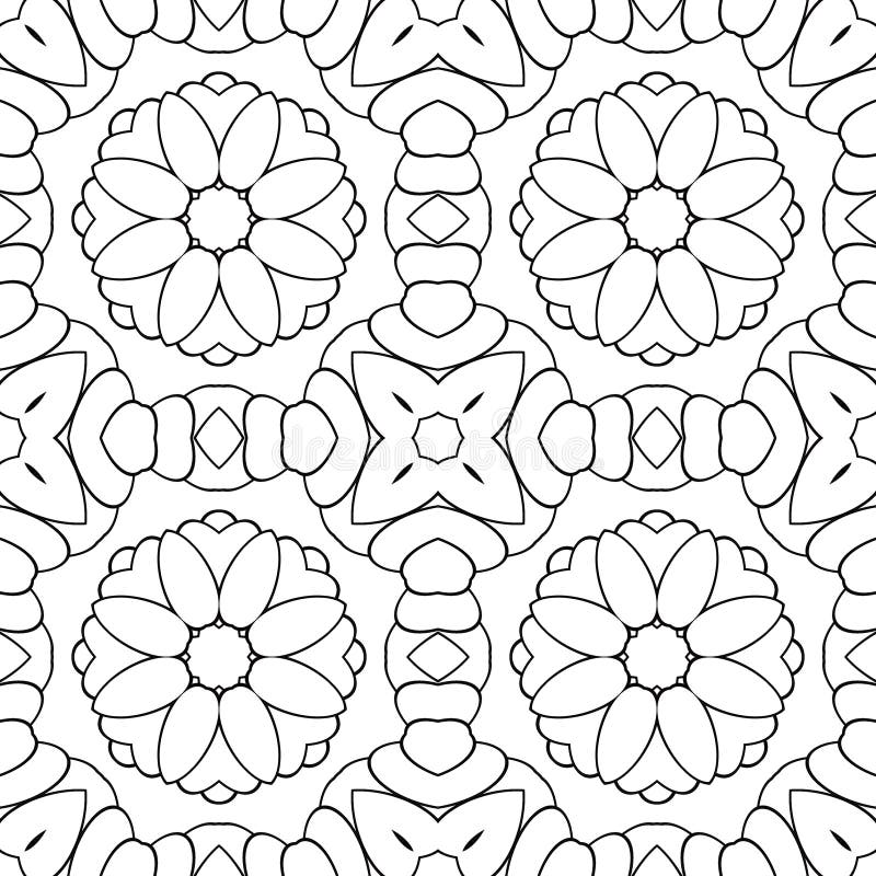 Download Coloring Book For Children And Adults Simple Seamless Pattern Symmetric Ornament For Coloring Stock Illustration Illustration Of Contour Monochrome 171999641