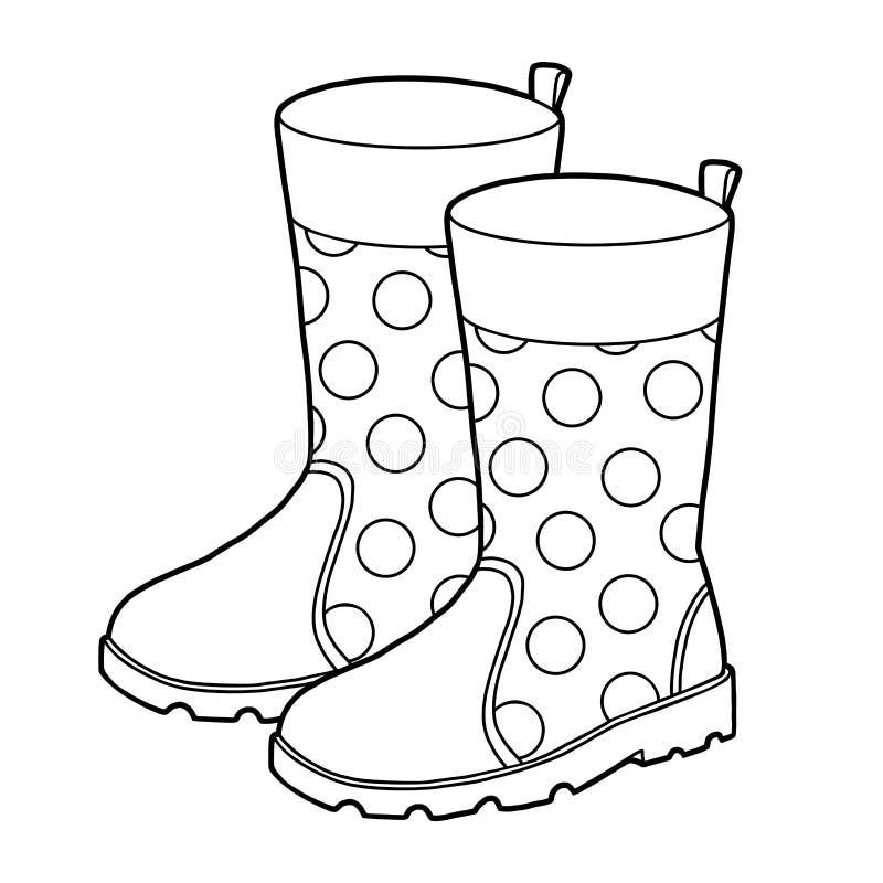 White Rain Boots - Rain Boots Black rain boots Coloring Page | Ki...