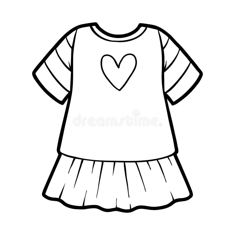 Coloring Book, Dress with a Heart Stock Vector - Illustration of ...