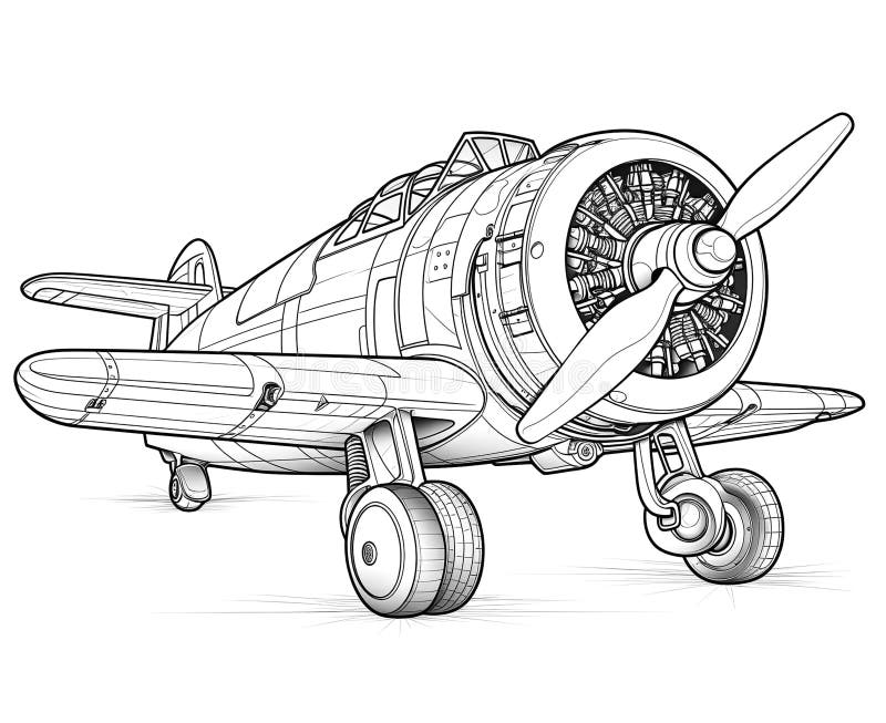 Coloring Book for Children, Illustration of an Airplane Close-up. Stock ...