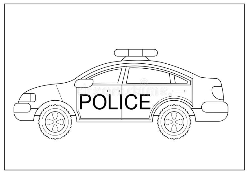 Coloring Book for Children. Police Car with a Signal Stock Vector ...