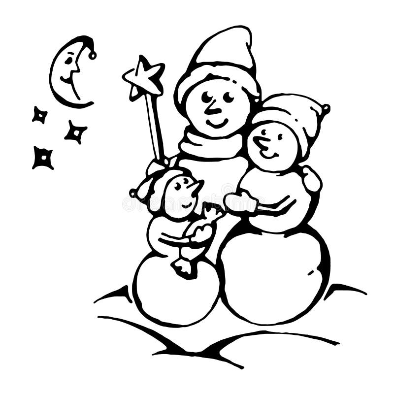 Coloring Book for Children. Snowman Family Stock Illustration ...