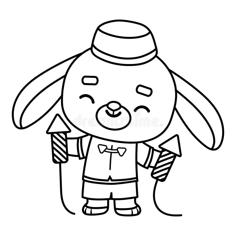 Chinese Year Rabbit Coloring Page Stock Illustrations – 174 Chinese