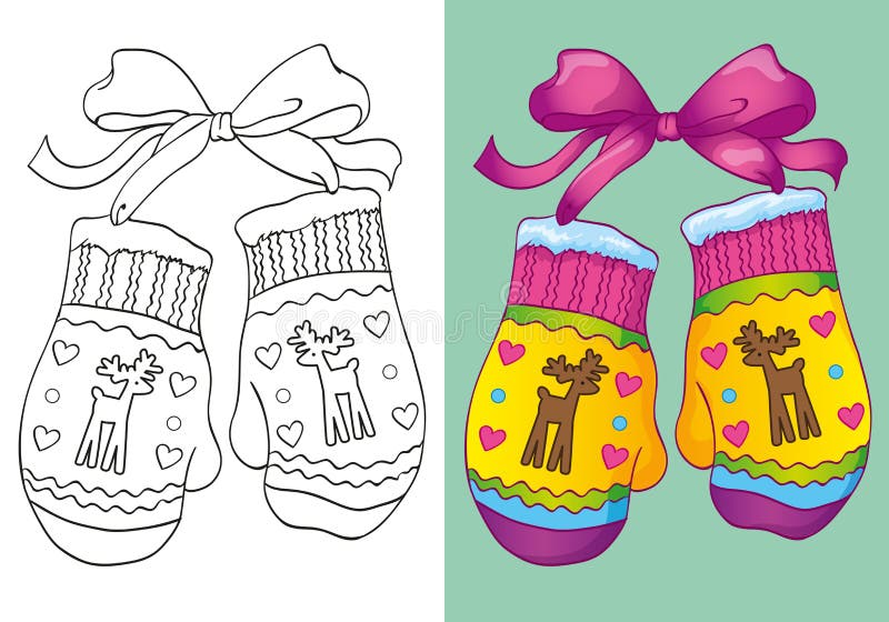 Download Coloring Book Of Christmas Mittens Stock Illustration - Illustration of year, celebration: 62857763