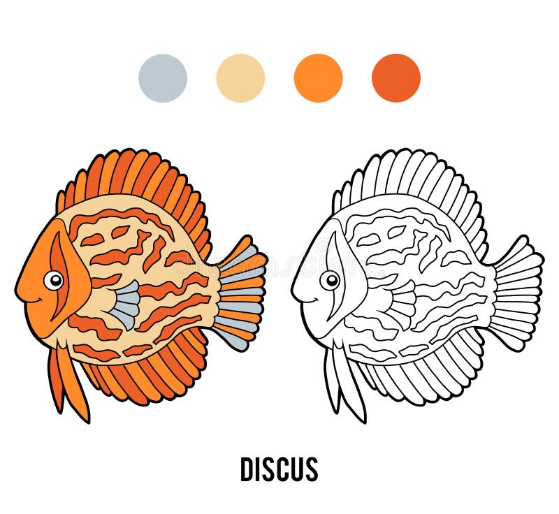 Coloring book, Discus fish royalty free illustration
