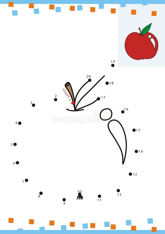 Coloring book dot to dot. The apple royalty free illustration
