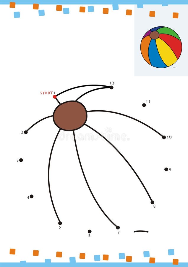 Coloring book dot to dot. The ball royalty free illustration
