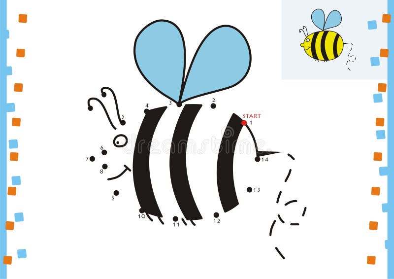 Coloring book dot to dot. The bee royalty free illustration