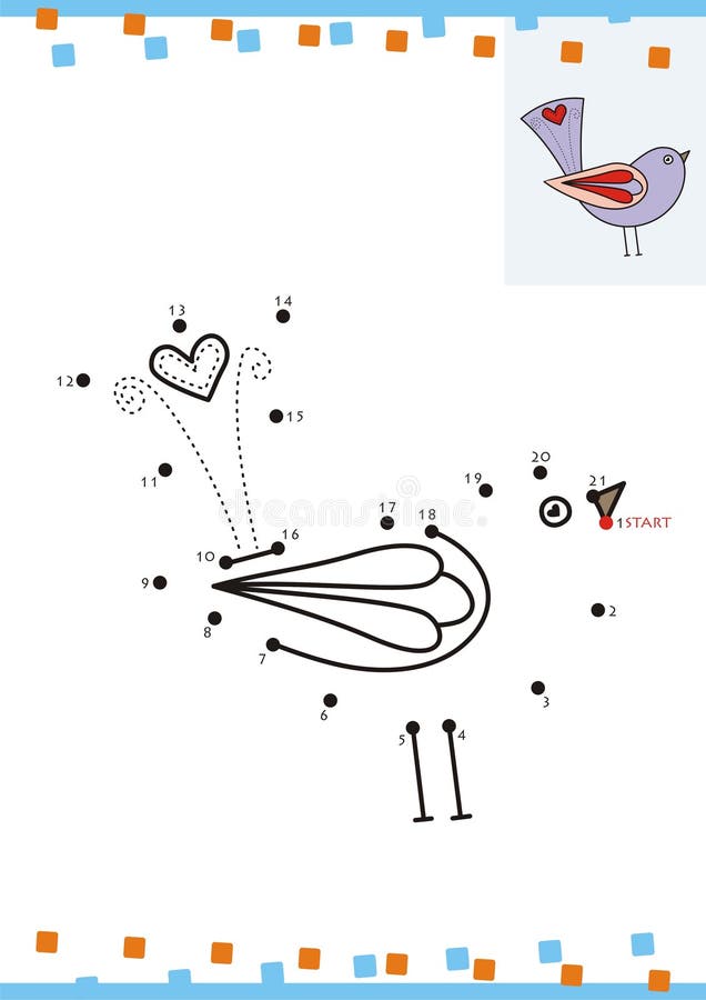 Coloring book dot to dot. The bird (2) royalty free illustration