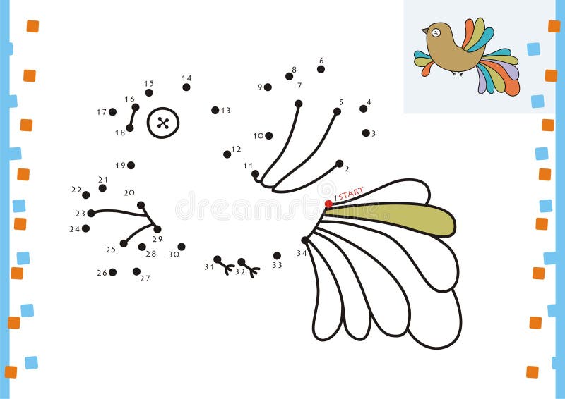 Coloring book dot to dot. The bird (3) stock illustration