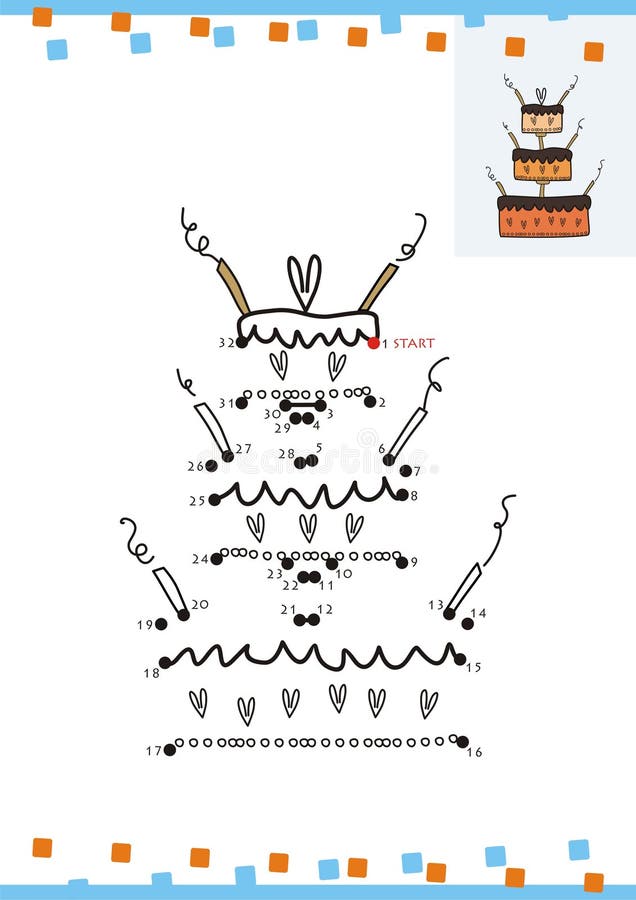 Coloring book dot to dot. The cake royalty free illustration