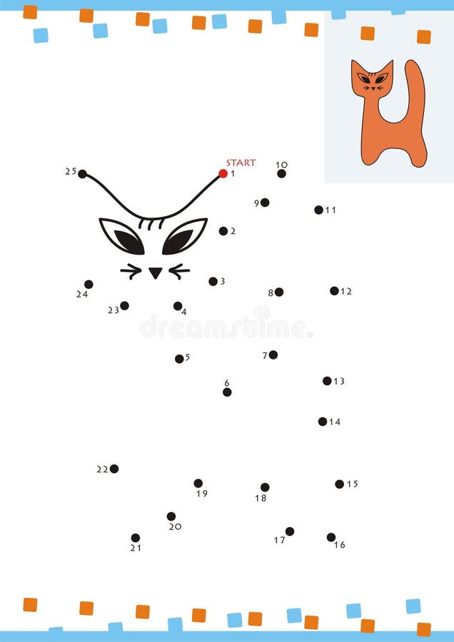 Coloring book dot to dot. The cat royalty free illustration