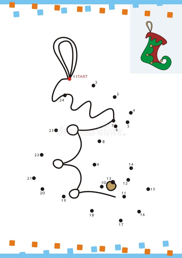 Coloring book dot to dot. The christmas boot royalty free illustration