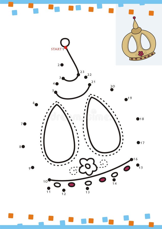 Coloring book dot to dot. The crown vector illustration