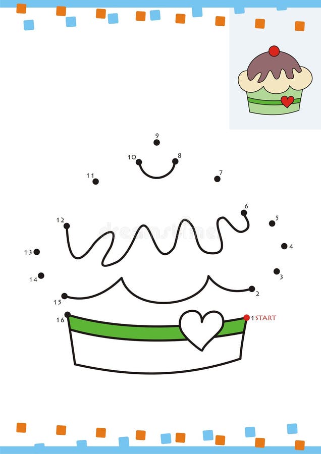 Coloring book dot to dot. The cupcake stock illustration